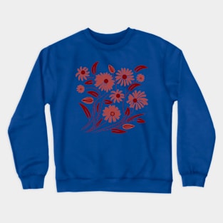 Folk flowers floral art print  Flowers abstract art Crewneck Sweatshirt